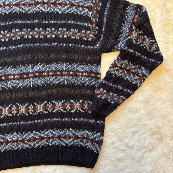 Vintage Northern Isles Blue & Brown Medium Knit Fair Isle Sweater Mens XL - Picture 4 of 7